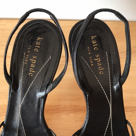 Kate Spade Black Strap Slingback Heels Size 6.5 - Picture 8 of 11